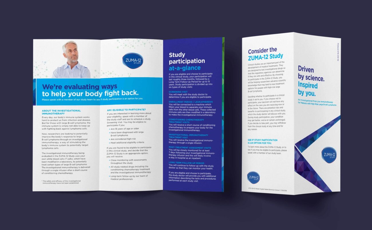 Patient recruitment b-cell lymphoma clinical study brochure branding and marketing materials
